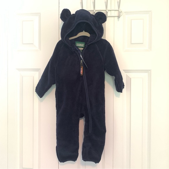 NWT Infants' L.L.Bean Hi-Pile Fleece Bunting in Bright Navy, size 3-6 months - Picture 2 of 5